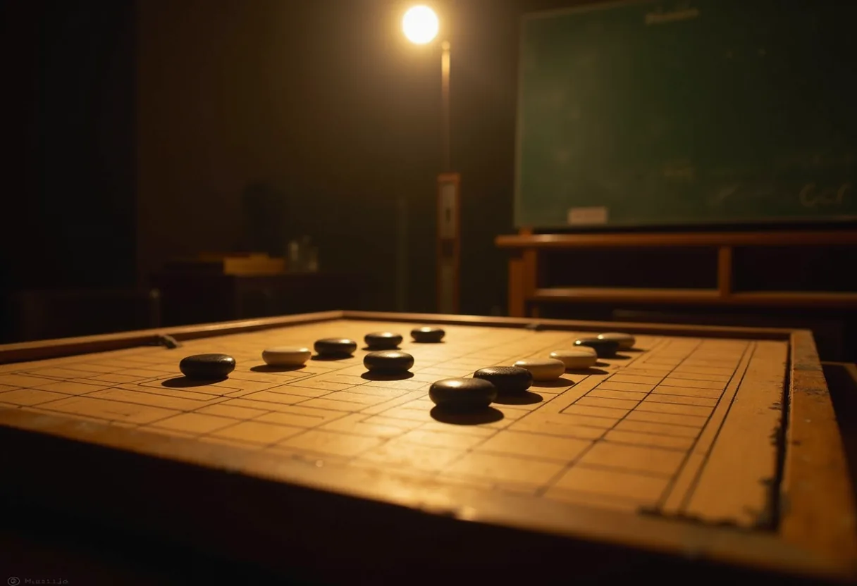 A grid of cells governed by three simple rules that spontaneously generates gliders, spaceships, and self-replicating computers.