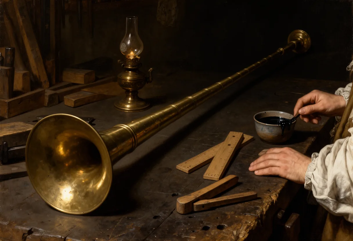 A glowing, golden keyhole shape emerges from a dark, misty landscape, symbolizing the mathematical concept of Gabriel's Horn.